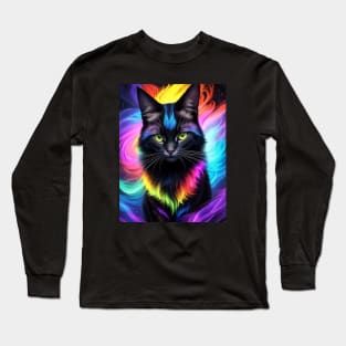 Fantasy Colorful Furry Cat Long Sleeve T-Shirt